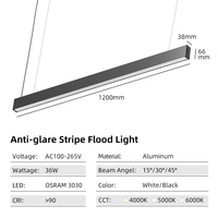 Lampes suspendues LED linéaires 4000K 500K 6000K 36W Éclairage intérieur pour la maison Bureau Éclairage LED linéaire suspendu pour bureau