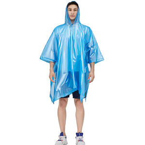 Poncho unisexe imperméable en PVC bleu perle One Heaven, sans col, taille naturelle, manches courtes, pour randonnée, cyclisme et activités de plein air, cape personnalisée - Product Image 5