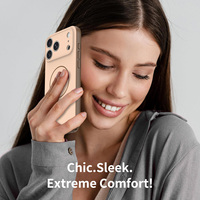 Coque de téléphone magnétique abricot neuve avec protection d'objectif effet peau et couleurs contrastées pour iPhone 17 Pro Max