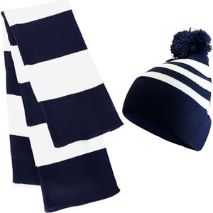 Вязаные зимние шапки-бини и шарфы на заказ для взрослых болельщиков футбольных клубов, длинные акриловые жаккардовые комплекты с вышитым логотипом - Product Image 2