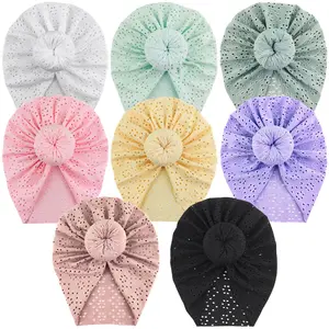 Baby Girl Summer Indian Hat Donut Hollow Breathable Caps Newborn Toddler Baby Hat Turbans For Headband Bonnet Hair Accessories