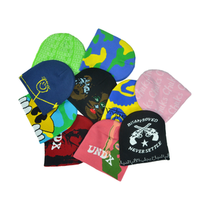 Ventes en gros de bonnets d'hiver en tricot acrylique unisexe avec logo personnalisé, jacquard, broderie 3D, style Y2K - Product Image 5