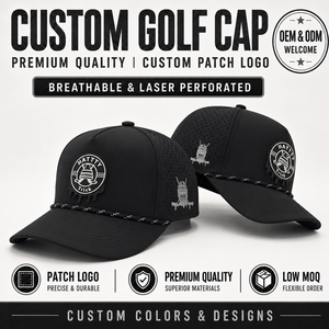 Advanced 5 Panel Solid Waterproof Golf <b>Cap</b> Custom Silicone Logo Low MOQ OEM Laser Perforated Airflow Ventilation Gear Piece - Product Image 1