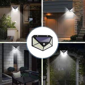 Lampe solaire murale à détecteur de mouvement 100 LED IP65, éclairage de sécurité extérieur, décoration de balustrade de jardin, lampadaire solaire - Product Image 3