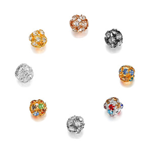 Rhinestone Flower <b>Ball</b> Beads Small Double Hole Spacer Jewelry Findings Copper Plated <b>Sphere</b> Design Loose Beads For Bracelet - Product Image 1