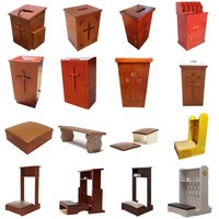 Reposapiés de Madera para Iglesia con Cojín de Cuero y Soporte para Libros Sagrados, para Entornos Religiosos Modernos de Oración y Adoración