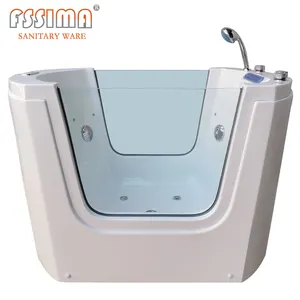 High Quality Deep Large Size Freestanding Acrylic LED Light Glass Whirlpool SPA Massage Baby Bathtub