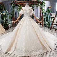 HTL724 luxe Tulle appliqué dentelle robe de mariée robes de mariée robes de noivas 2019 plus récent