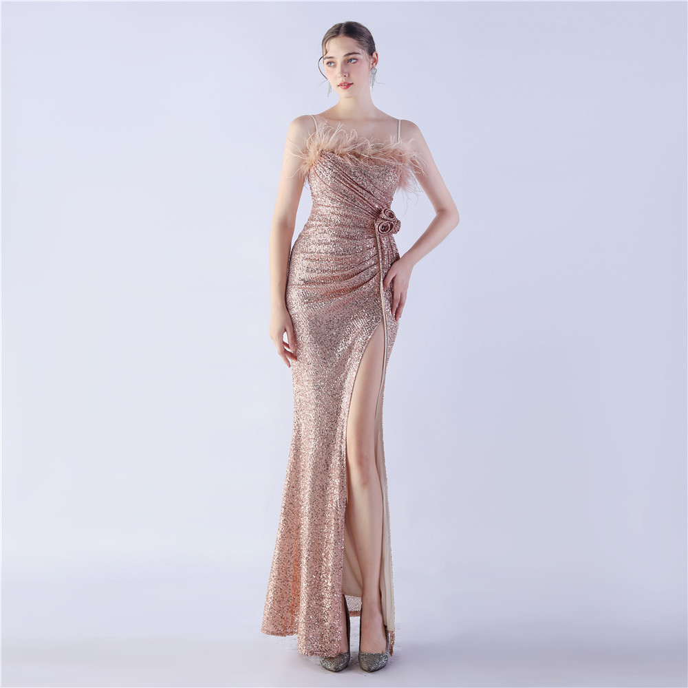 slim fit dress slacks Metallic Jacquard Trumpet Sleeveless Evening Dress main image 1