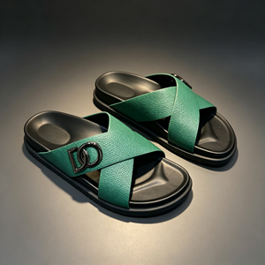 Sandales à lanières croisées pour hommes, tendance mode, en cuir de haute qualité, avec boucle métallique, semelle épaisse, pantoufles décontractées, vente en gros - Product Image 1