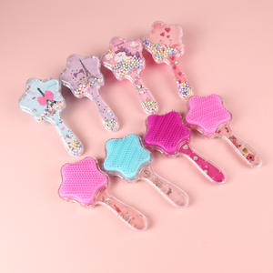 ขายส่งแปรง<span class=keywords><strong>ผม</strong></span>น่ารักพร้อมรูปดาวเลื่อมทรายด่วน Detangling เบาะนวดเด็กแวววาวเด็กสาวหวีเปียกเรียบ - Product Image 1