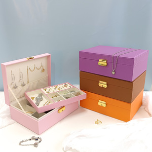 Luxury Large Pu Leather Jewellery Necklace <strong>Earring</strong> Ring Bracelet Storage <strong>Case</strong> Travel Wooden Jewelry Set Organizer Box Packaging - Product Image 3