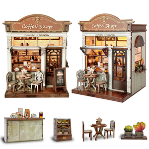 Casas de Muñecas Coffee House, Rompecabezas 3D de Madera, Juguete Educativo Creativo, Certificado CE, Ecológico, <span class=keywords><strong>Arquitectura</strong></span> en Miniatura Hecha a Mano - Product Image 1