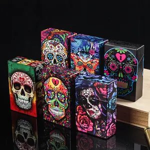 批发定制流行散装户外独特设计骷髅自动烟盒20支塑料烟盒支架