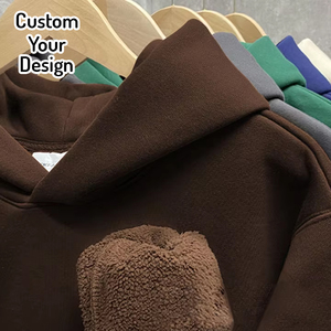 Heavyweight Winter <b>Pullover</b> <b>Men's</b> Hoodie with Embroidered Custom Logo Fleece Lining Regular Fit Unisex Letter Pattern Windproof - Product Image 2