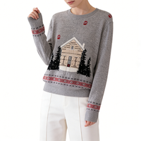 Pull à manches longues décontracté pour femmes, pull à col rond d'hiver, et haut en tricot ample en cachemire 100%, logo personnalisable