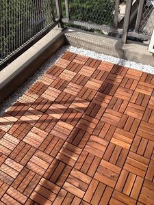 Interlocking Square Wood <b>Plastic</b> Composite Decking <b>Tiles</b> with Grooved Edge for Outdoor Use Waterproof Modern Design - Product Image 3