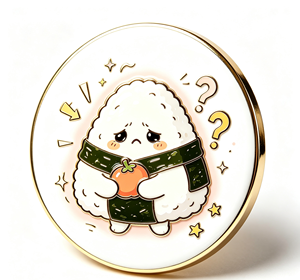 Cute Onigiri Enamel <b>Pin</b> Round Metal Craft Food Character <b>Badge</b> for Gift and Bag Decoration - Product Image 3
