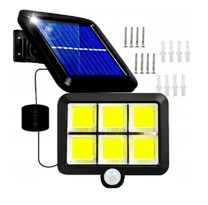 Panel Solar de pared para iluminación del hogar, Sensor de movimiento PIR, súper brillo, 120COB