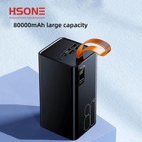 Dernier modèle 22,5W Type C Micro USB Sortie Charge rapide sans fil Banque d'alimentation Affichage numérique Capacité réelle PD20W 80000mAh