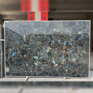 Dalles de labradorite bleue émeraude de luxe, <span class=keywords><strong>pierre</strong></span> naturelle polie, revêtement mural moderne pour villa, cuisine, salle de bain, extérieur, imperméable - Product Image 1