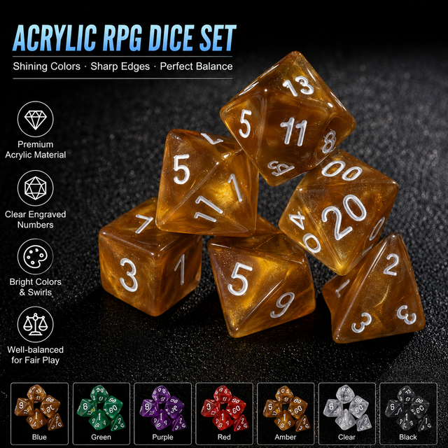 Customized Factory Production Personalized Logo Acrylic Polyhedral Dice Set for Tabletop RPG Campaign