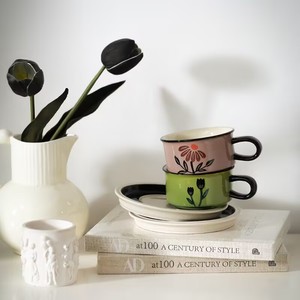 L 250ml <span class=keywords><strong>pintura</strong></span> de mano nórdica capuchino americano Latte taza de café de cerámica y platillo con plato - Product Image 4