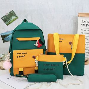 High Quality Cute for Pink Girl Backpack Fashion Trend College 4-Piece Set with Cotton Lining Open Closure Type for Students - Product Image 3
