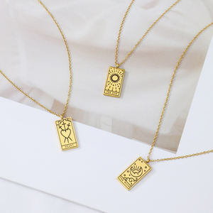 جديد عصري الفولاذ المقاوم للصدأ تميمة التارو سطح السفينة قلادة halskette مخصص الذهب سلسلة قلادة محفورة بطاقة التارو قلادة قلادة - Product Image 4