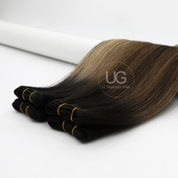 UGlamour Extensions de cheveux de qualité russe Machine Double Genius Weft pour femmes européennes