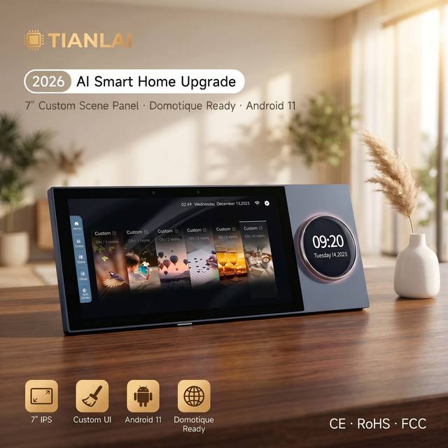 Tianlai 7 Inch Smart Home Control Panel with Android 11 for AI Electronics 2026 Trending Products Domotique Wholesale
