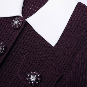 <span class=keywords><strong>Elegante</strong></span> <span class=keywords><strong>Abito</strong></span> da <span class=keywords><strong>Donna</strong></span> di Alta Qualità, Primavera 2026, Nuovo Modello a Tinta Unita, Lavorato a Maglia, Aderente, Maniche Lunghe, Linea ad A con Bottoni a Diamante - Product Image 4