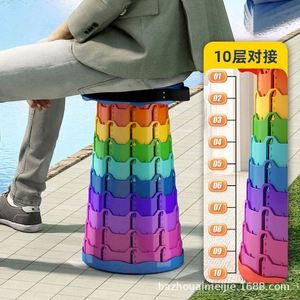 Portable Modern Plastic Foldable Retractable Collapsible <b>Stool</b> Telescopic <b>Adjustable</b> <b>Height</b> Stackable Entry High Bedroom School - Product Image 2