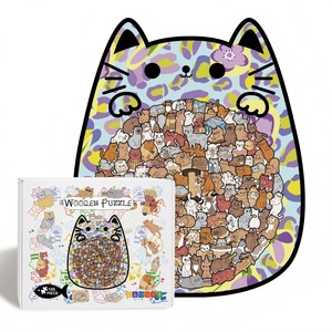 Puzzles irréguliers personnalisés en <span class=keywords><strong>bois</strong></span> sur le thème des animaux, décoratifs et mignons, en forme de <span class=keywords><strong>chat</strong></span>, pour adultes - Product Image 4