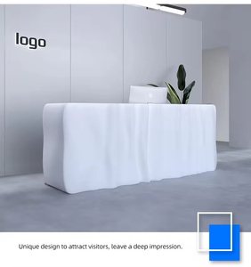 Mostrador de Recepción Extensible Blanco Moderno y Elegante con Iluminación LED, Diseño Inspirado en Conchas para Hoteles, Centros Comerciales y Oficinas Comerciales, PETG - Product Image 3