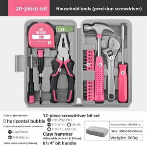 ชุดเครื่องมือช่าง DIY สีชมพูสำหรับใช้ในบ้าน พร้อมโลโก้ OEM ชุดเครื่องมือขนาดเล็กพื้นฐานสำหรับผู้หญิง พร้อมกล่องเครื่องมือพกพา ชุดเครื่องมือเริ่มต้นสำหรับสุภาพสตรี - Product Image 2