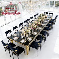 Salle de banquet de luxe en acier inoxydable doré Table de mariage pour événements