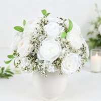 Op maat gemaakte travertijn porseleinen vaas Valentijnsdag gemengde geconserveerde rozen echte bloemen event tafeldecoratie bruiloft decoratie