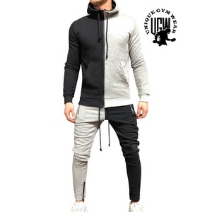 ชุดวอร์มแฟชั่นผู้ชายแบบสองสี ทรงปกติ เสื้อฮู้ดแบบสวมหัว กางเกงจ็อกเกอร์ ชุดออกกำลังกายฤดูหนาว - Product Image 2