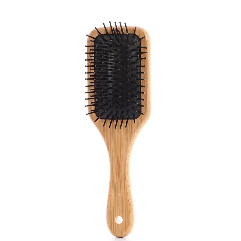 Detangling Hairbrush bambu saç fırçası saç doku bambu tarak doğal ahşap uzun kıvırcık ince kısa kuru saç için geliştirir