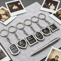 Porte-clés cadre photo DIY en alliage de zinc argenté, en forme de pomme, cadeau décoratif, vente en gros, personnalisable
