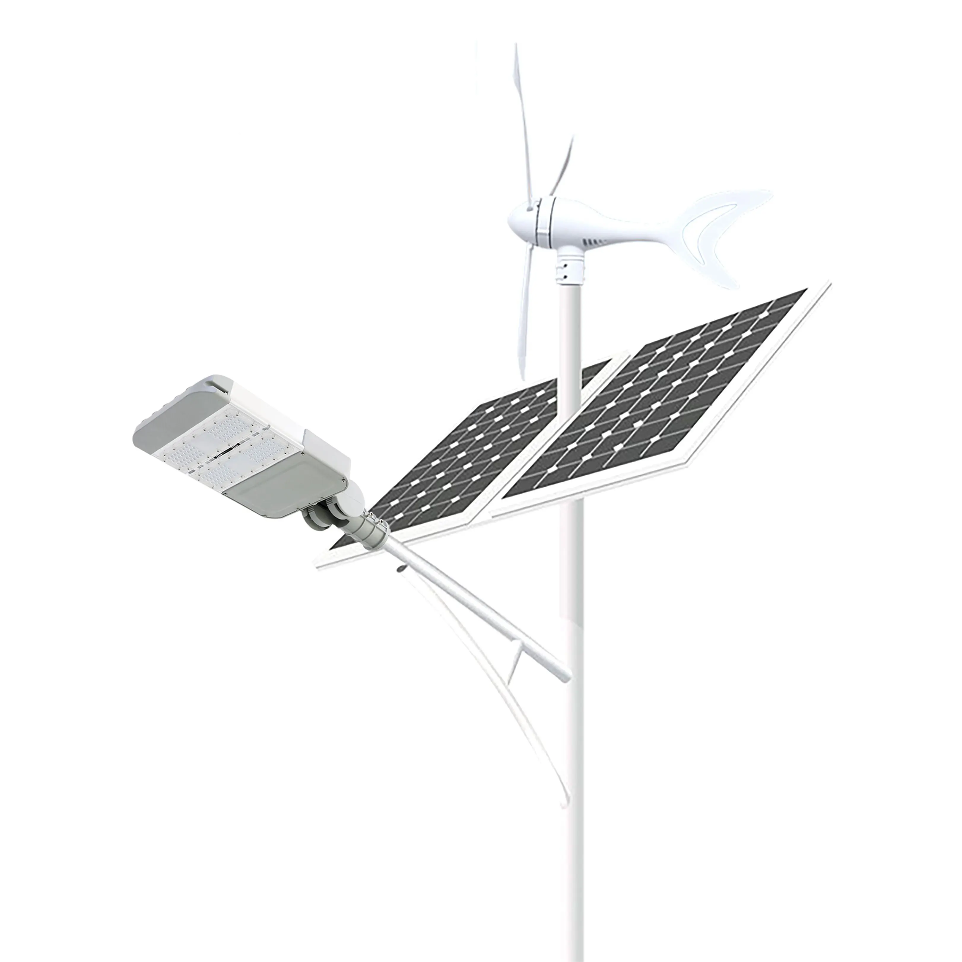 Hepu ausreichender Strom für 12 Stunden voller Helligkeit Wind-Hybrid-Solar-Straßenlampe, All-in-One Solar-LED-Straßenlampe 40 Watt Lampe