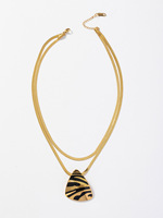 Parure de bijoux fantaisie en acier inoxydable, bicolore, avec finition émail, style européen et américain, chaîne plate, ensemble trois pièces pour femme