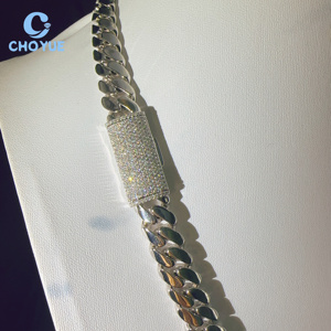 Cadena cubana de eslabones Miami de 12 mm de plata de ley 925 con diamantes de moissanita VVS, estilo hip hop, joyería lisa - Product Image 5