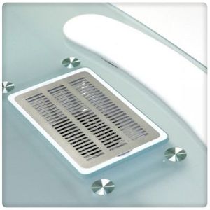 Meubles de salon de <span class=keywords><strong>manucure</strong></span> blancs avec plateau en verre, table de <span class=keywords><strong>manucure</strong></span> avec ventilateur d'évacuation, design personnalisé, LED disponible - Product Image 2
