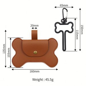 Dispensador de Bolsas para Excremento de Perro Reutilizables de Cuero PU con Clip Metálico, Portátil, en Forma de Hueso, Regalo Promocional Novedoso - Product Image 6