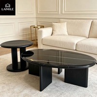 Hochwertiges Rundes Marmor-Couchtisch-Set Steinplatte Beistelltisch-Set für Luxusvilla Wohnzimmer Inneneinrichtung