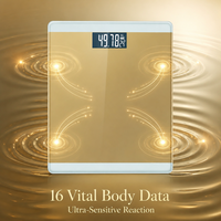 Báscula Inteligente para Peso Corporal, Vidrio Templado Dorado, 180 kg, Báscula Digital Electrónica de Alta Precisión para el Hogar, para un Estilo de Vida Saludable
