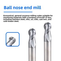 Fraise à billes en carbure pour acier inoxydable, fraise à billes R à deux dents en acier au tungstène, outil de coupe CNC sans revêtement