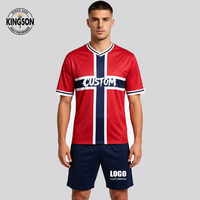 Jersey Sepak Bola Norwegia Custom Sublimasi Cetak Penuh Nomor ETF Logo Kaos Sepak Bola 100% Poliester Cepat Kering Kaos Olahraga
